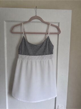 Lululemon White Striped Adjustable Strap Tank Top Size 8